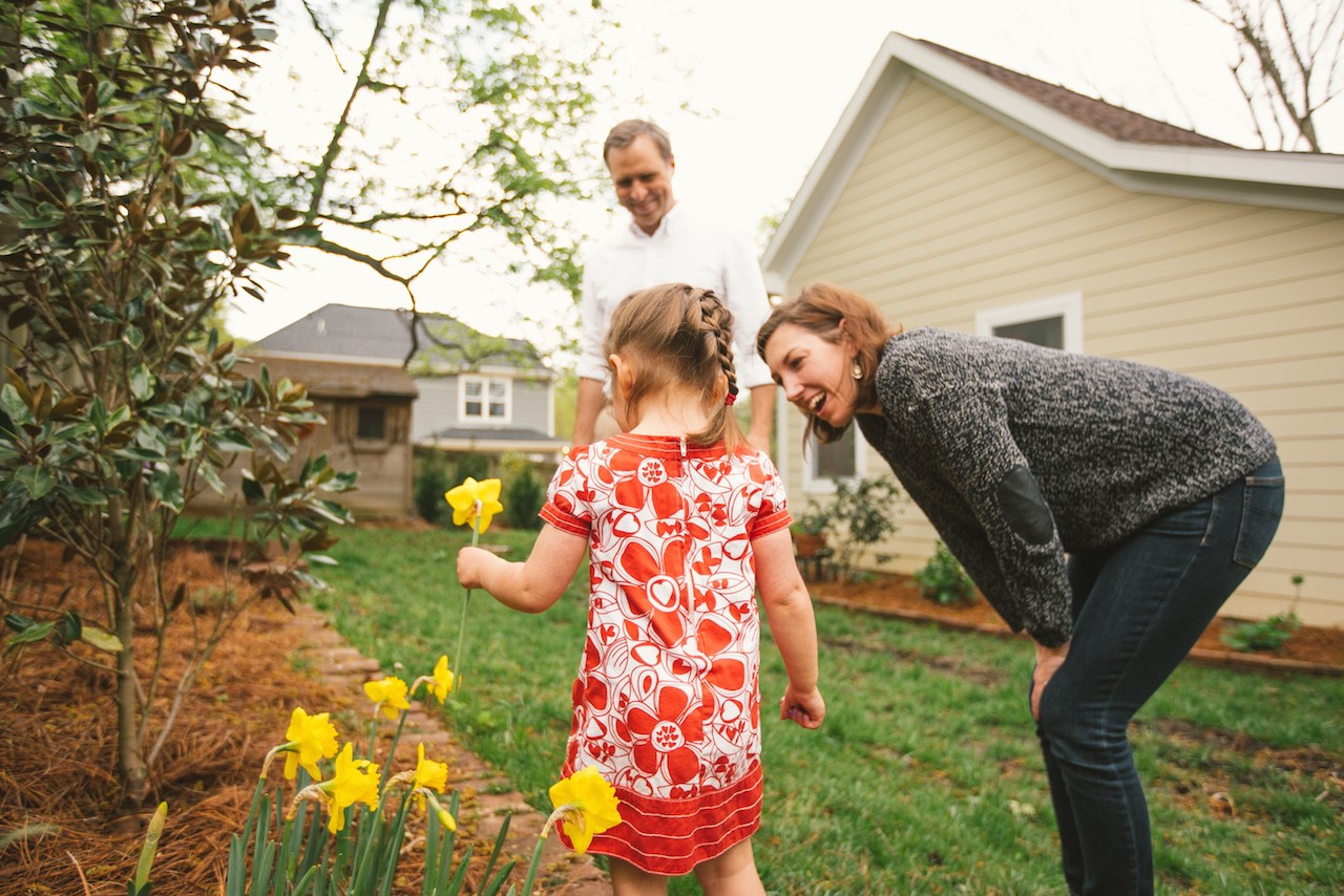 The Holmes say they love raising their family in an older neighborhood with character, close to local shops and restaurants.
